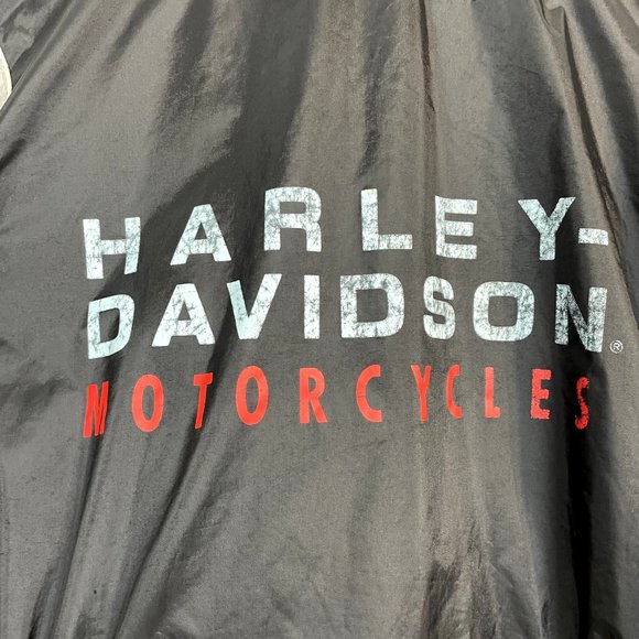 Harley Davidson Rain Jacket Mens Medium Black Nylon Spell Out Motorcycles Zip Up - Picture 6 of 14